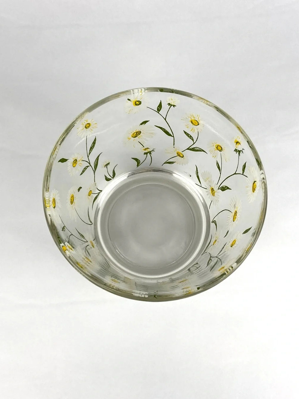 Vintage Cera Small Glass Ice Bucket With Daisy Motif Cottagecore Grandmillennial